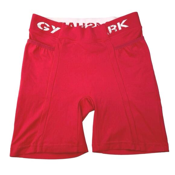 Gymshark Pants - Gymshark Red Spell Out Waistband Elastic Pull On Low Rise Bike Short Size S